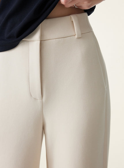Stretchy Mid Rise Wide Leg Trouser