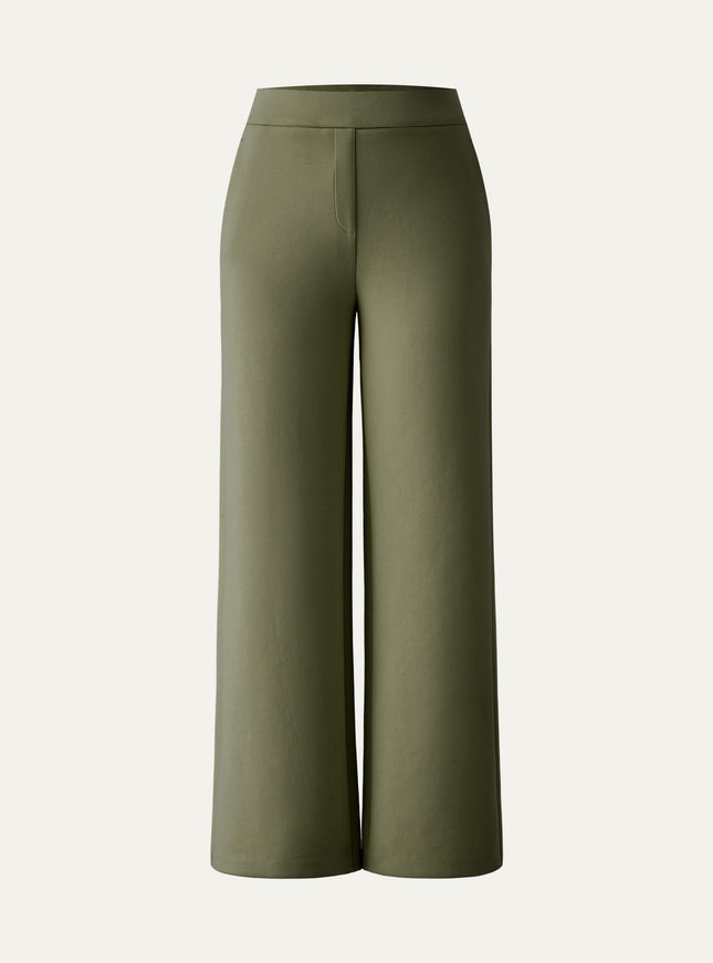 Textured Mid Rise Pull-on Straight Pant with Pockets