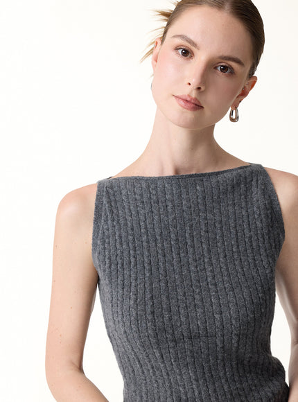 2Pcs Set Sleeveless Cable-Knit Sweater Tank & Drawstring Wide-Leg Knit Pants
