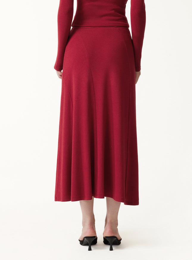 High-Rise Curved-Seam A-Line Midi Skirt