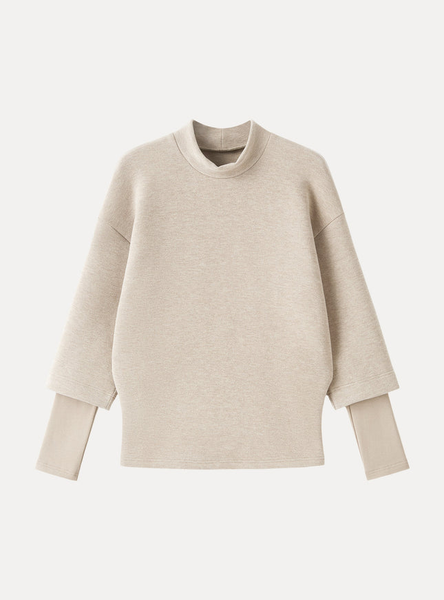Mockneck Sleeve-Warmer Top