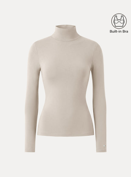 MaxWarm Turtleneck Long Sleeve Built-In Bra Top