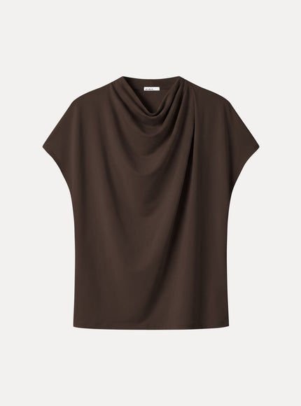 Draped Mock Neck Cap Sleeve Top