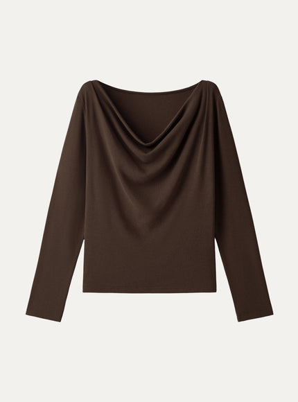 Cowl Neck Long Sleeve Draped Top