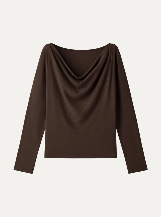 Cowl Neck Long Sleeve Draped Top