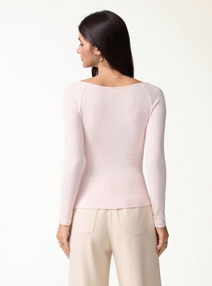 2Pcs Set Surplice Long Sleeve Ruched Top & A-Line Midi Skirt