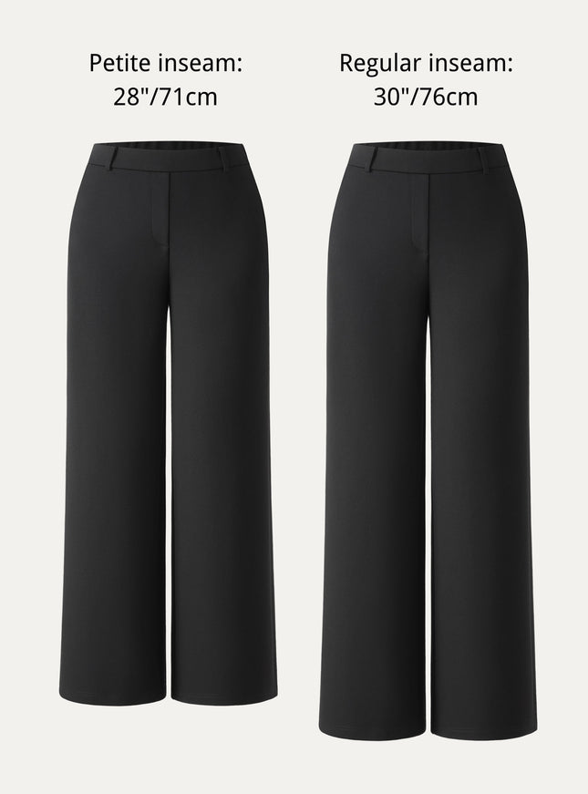 Ponte Mid-Rise Wide-Leg Pants with Pockets - Hickory Brown