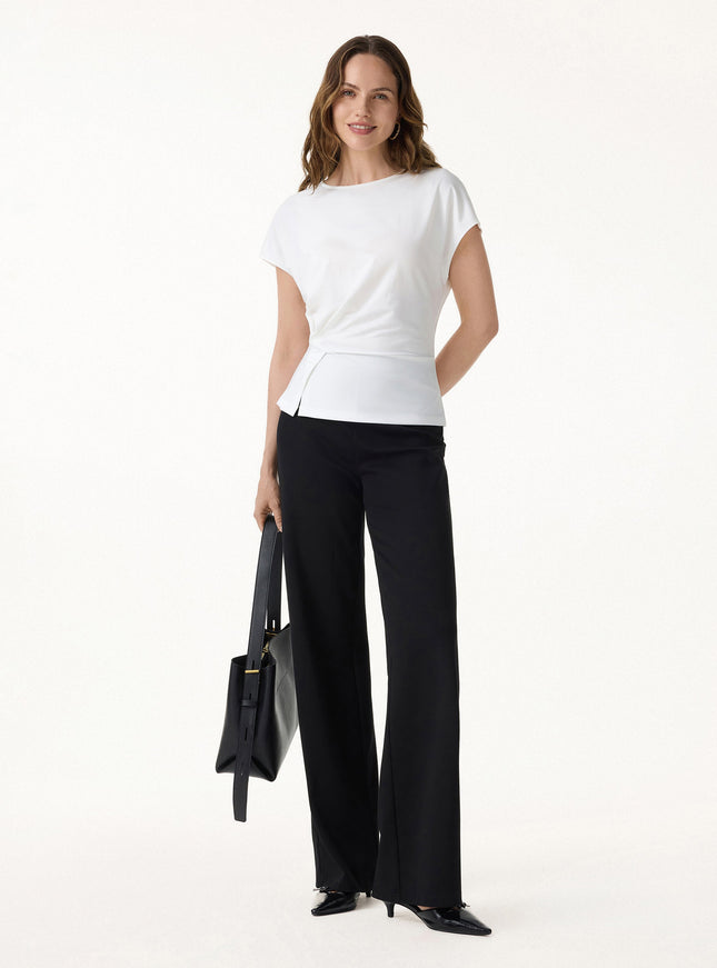 Cooling Ponte Relaxed Round Neck Tucked Top
