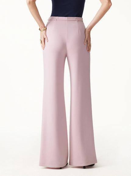 2Pcs Set V-Neck Elbow Sleeve Bam Top & High-Rise Flare Pants with Pockets