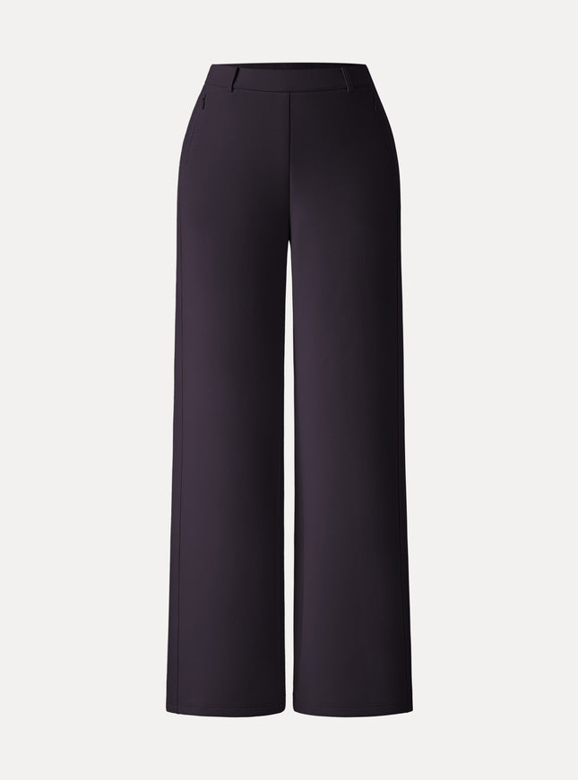 Stretch Cotton Blend Slimming High Rise Wide Leg Pant