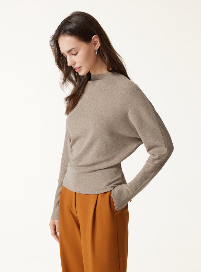 Mock Neck Batwing Sleeve Top