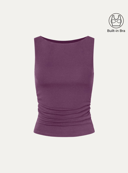 Boat Neck Built-In Bra Tank Top