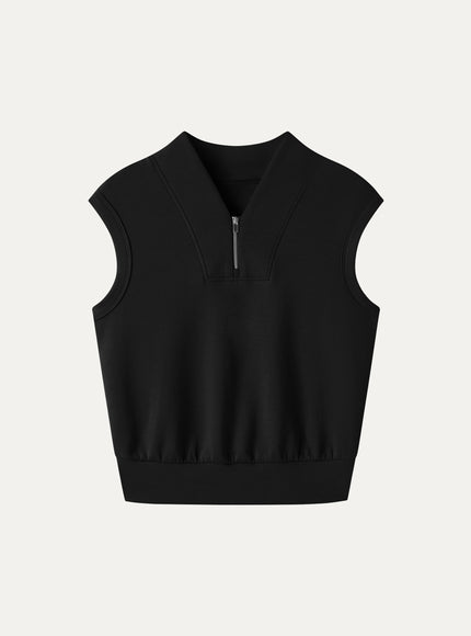 Air Cotton Quarter-Zip Banded Hem Travel Top