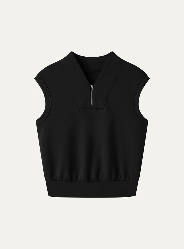 Air Cotton Quarter-Zip Banded Hem Travel Top