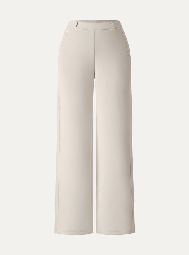 Stretch Cotton Blend Slimming High Rise Wide Leg Pant