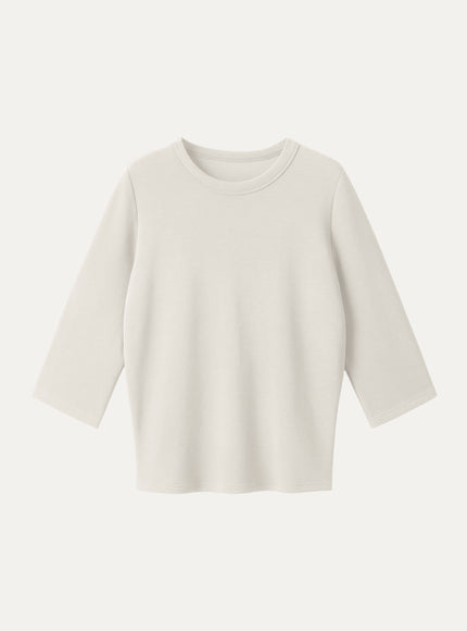 Sandwashed Spacer Crewneck 3/4 Sleeve Top