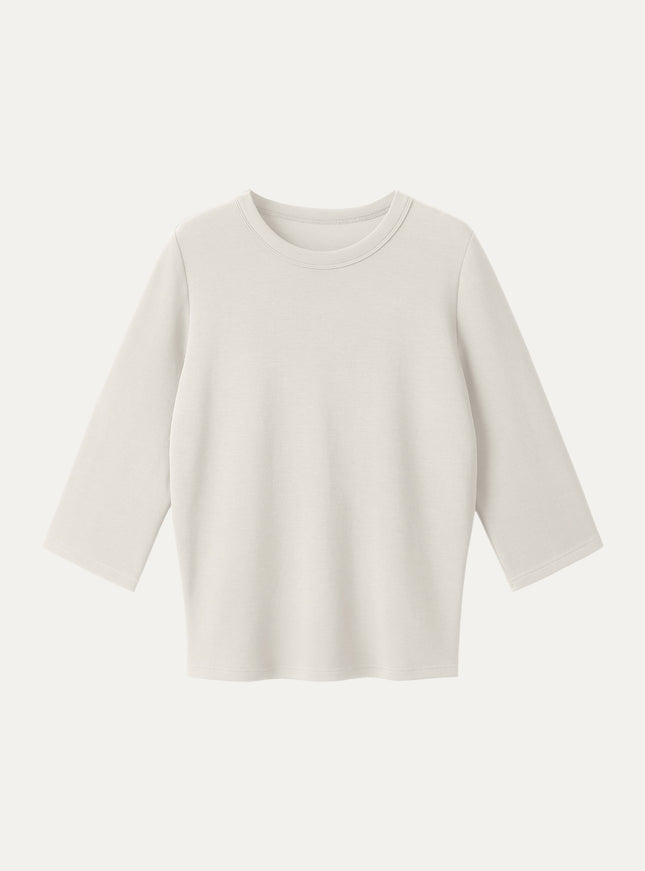 Sandwashed Spacer Crewneck 3/4 Sleeve Top
