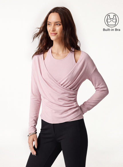 Two-Piece Set Cami with Surplice Ruched Built-In Bra Top