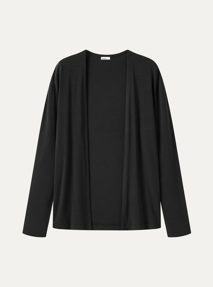 Premium Lyocell-Wool Open-Front Long Sleeve Cardigan