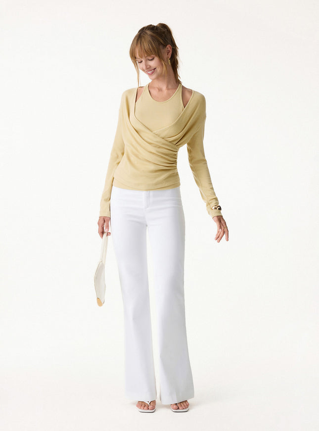 Two-Piece Set Cami with Surplice Built-In Bra Top