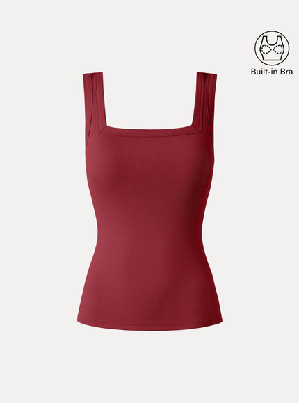 Slinky Square Open-Back Bra Tank Top