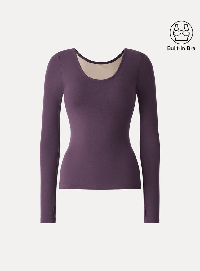 Lyocell Cashmere Scoop Neck Thumbhole Bra Top