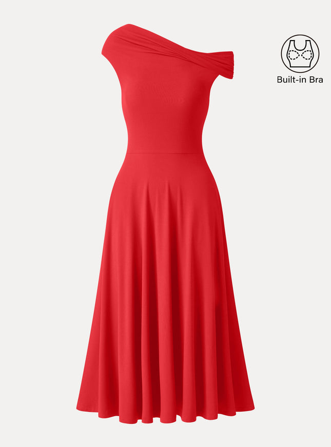 Multi-Wear Midi Built-In Bra Dress with Pockets
