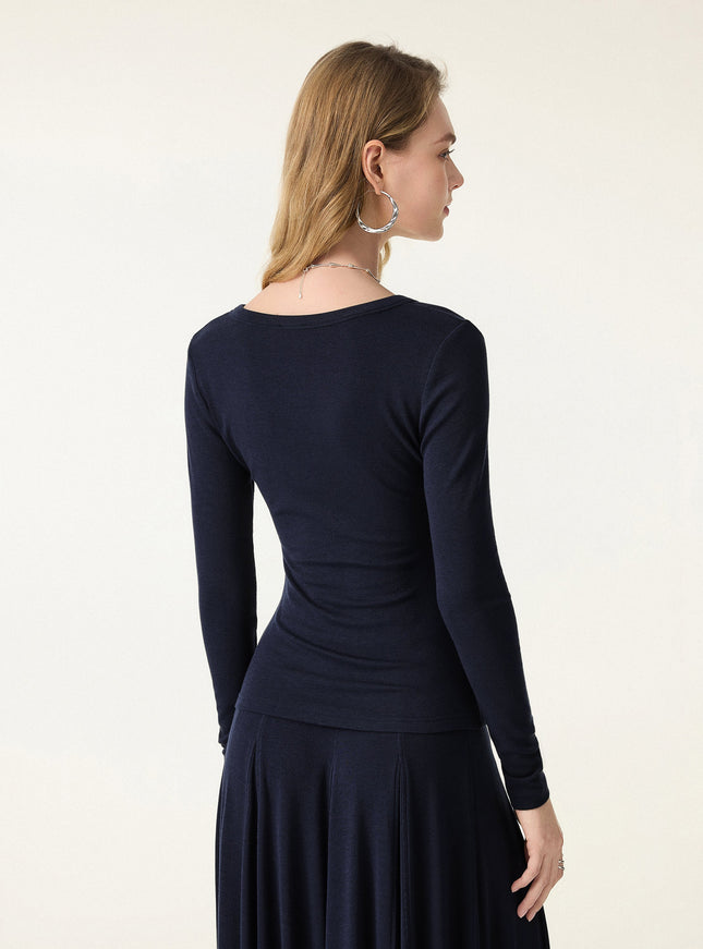 Eco-MiYaMoon® Surplice Ruched Long Sleeve Top