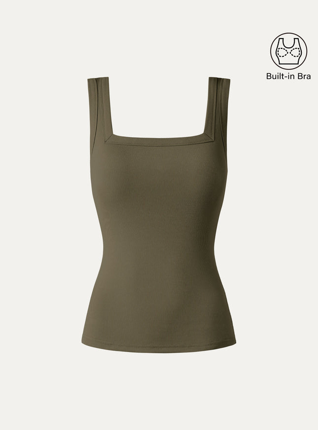 Slinky Square Open-Back Bra Tank Top