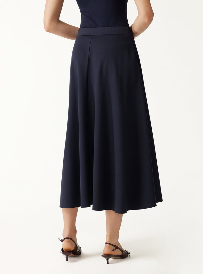Office Staple Ponte High-Rise Circle Midi Skirt with Pockets