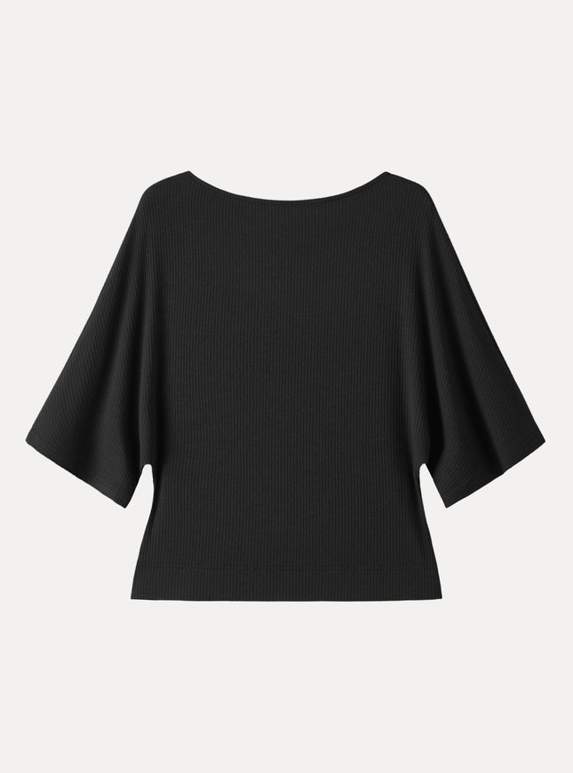 Soft Ribbed Boatneck Relaxed Top