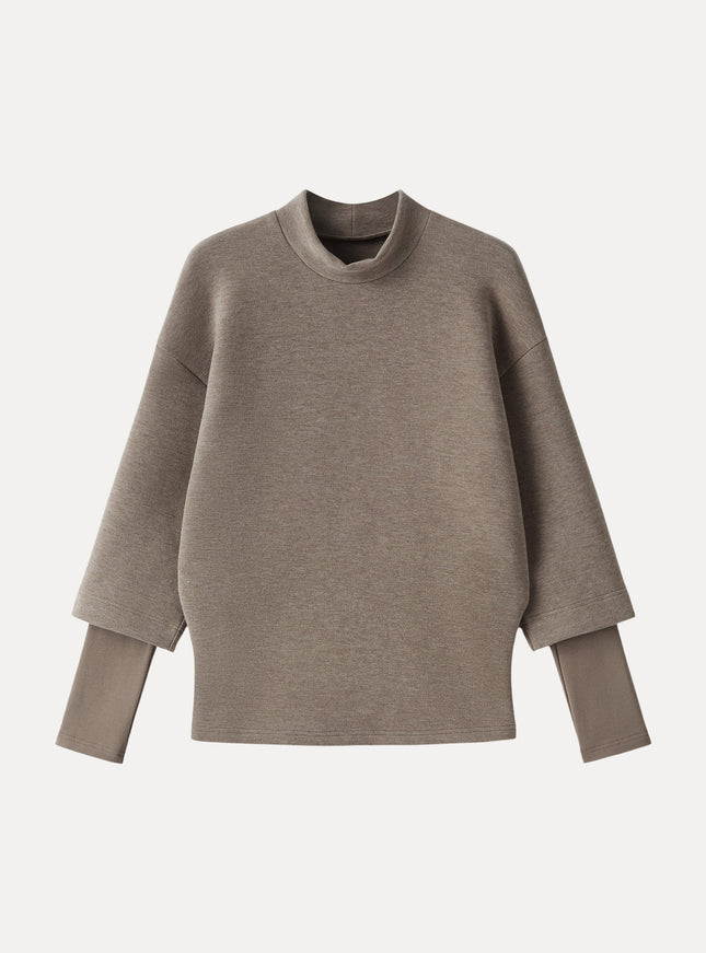 Mockneck Sleeve-Warmer Top