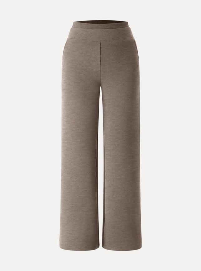 Double Waistband Straight Leg Pants with Pockets