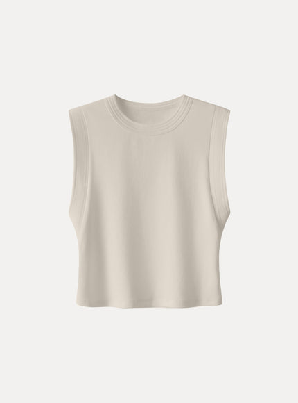 Soft Cotton Lyocell Cropped Wide Shoulder Tank