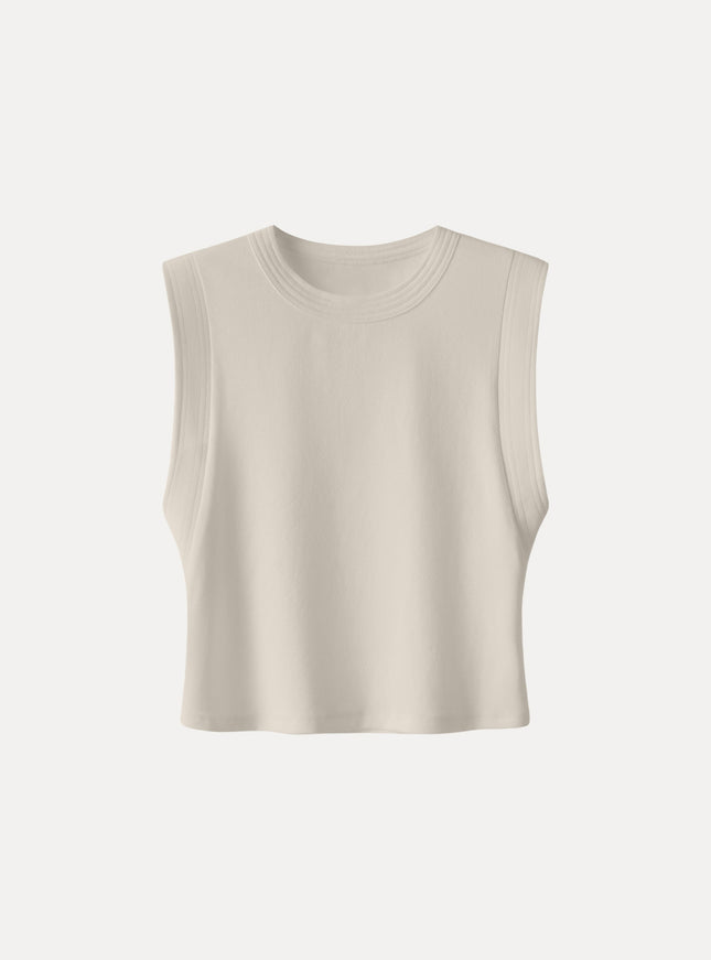 Soft Cotton Lyocell Cropped Wide Shoulder Tank