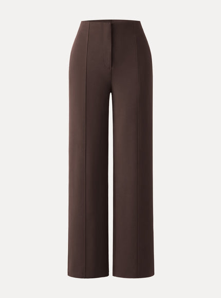 Ponte High-Rise Straight-Leg Pants with Pockets - Heather Black Grey