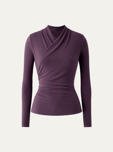 Surplice Long Sleeve Ruched Top