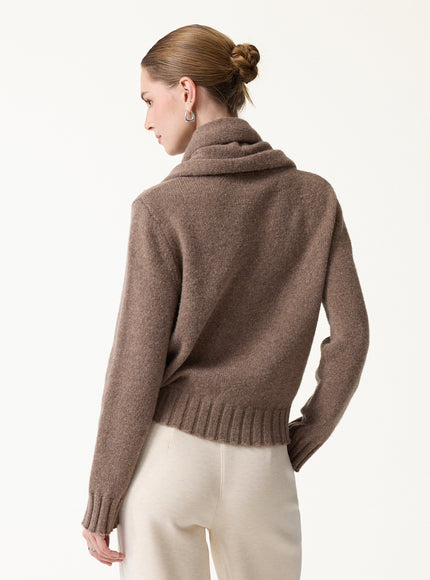 Merino Blend Plush Sweater with Removable Scarf