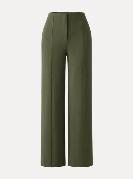 Ponte High-Rise Straight-Leg Pants with Pockets - Heather Black Grey