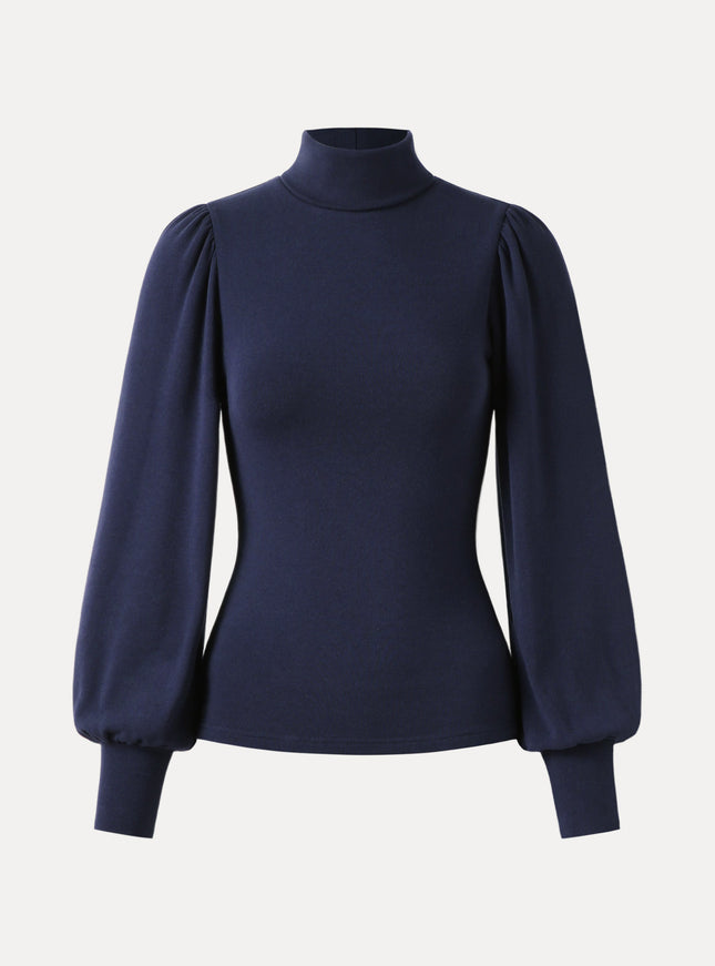 Turtleneck Puff Sleeve Top