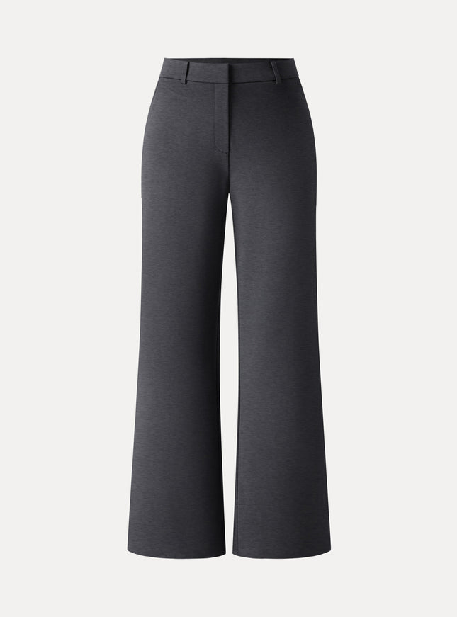 Ponte Mid-Rise Wide-Leg Pants with Pockets - Heather Black Grey