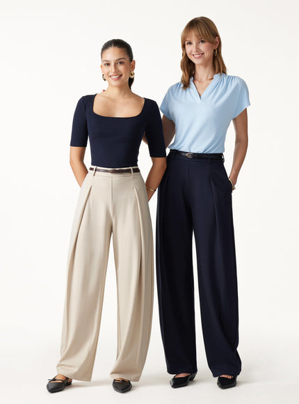 Ponte High-Rise Barrel Pants with Pockets