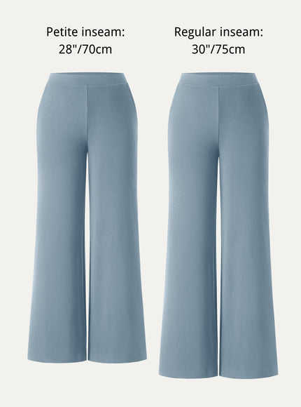 Lyocell Wool Mid Rise Wide Leg Pull-on Pant with Pockets