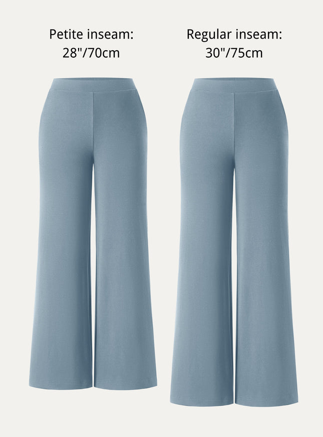 Lyocell Wool Mid Rise Wide Leg Pull-on Pant with Pockets