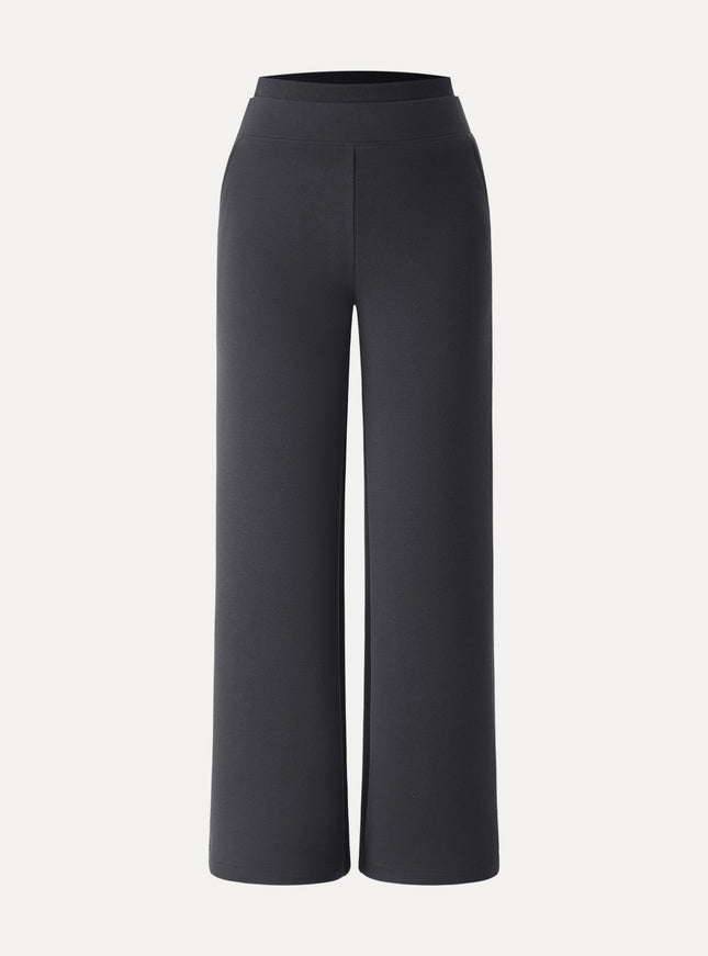 Double Waistband Straight Leg Pants with Pockets