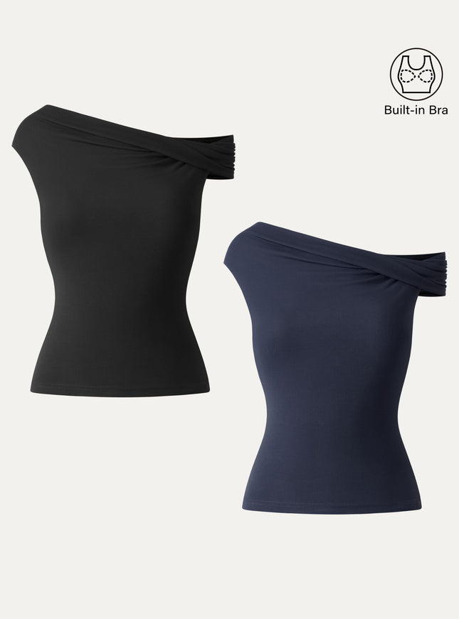 Multi-wear Versatile Necklines Built-In Bra Top