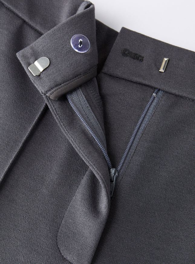 Modal Blend Ponte High-Rise Ankled Slim-Straight Pants with Pockets
