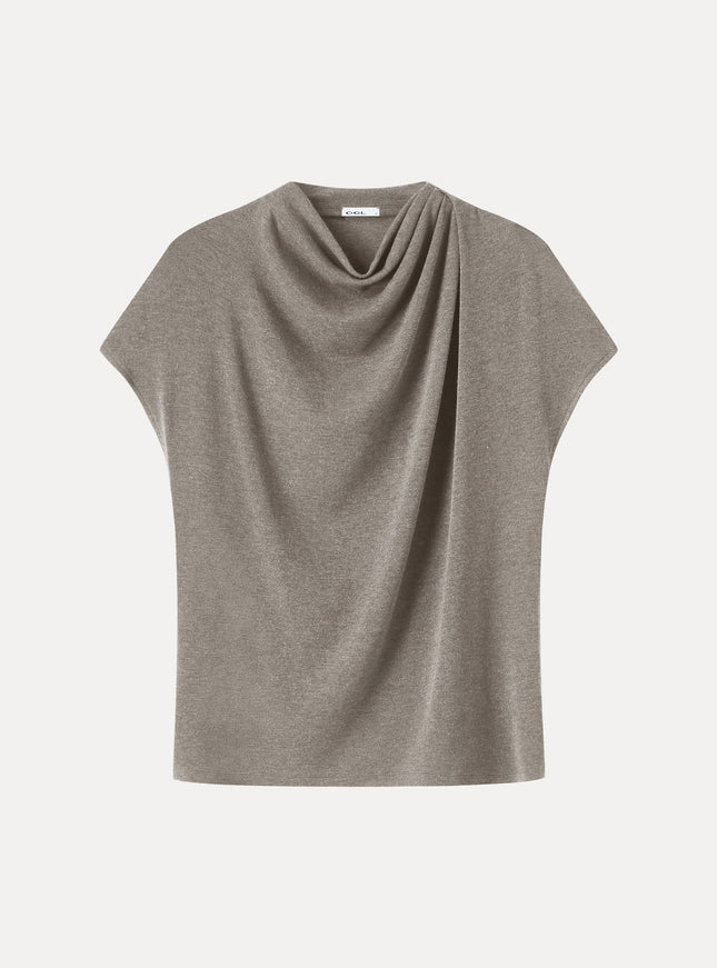 Draped Mock Neck Cap Sleeve Top
