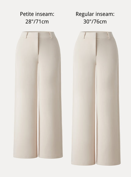 Stretchy Mid Rise Wide Leg Trouser