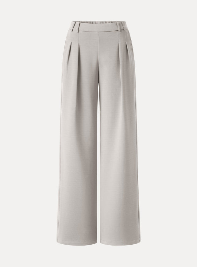 Lyocell Spacer Knit High-Rise Wide-Leg Tuck Pants with Pockets